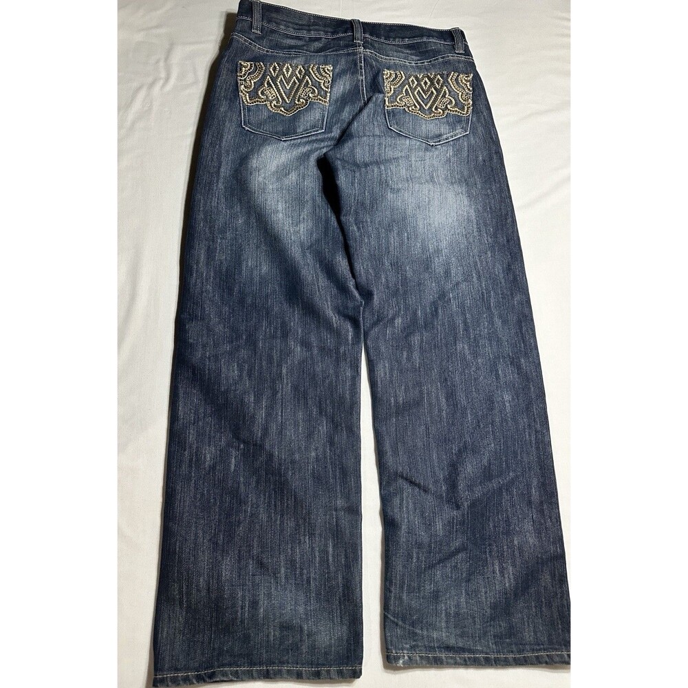 Avirex Jeans Mens 32X32 Pants Grunge Hip Hop Pockets Embroidered Design *READ** - Picture 5 of 15